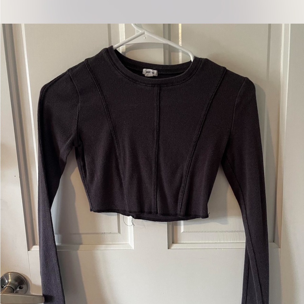 Garage Black Long Sleeve Crop Top
